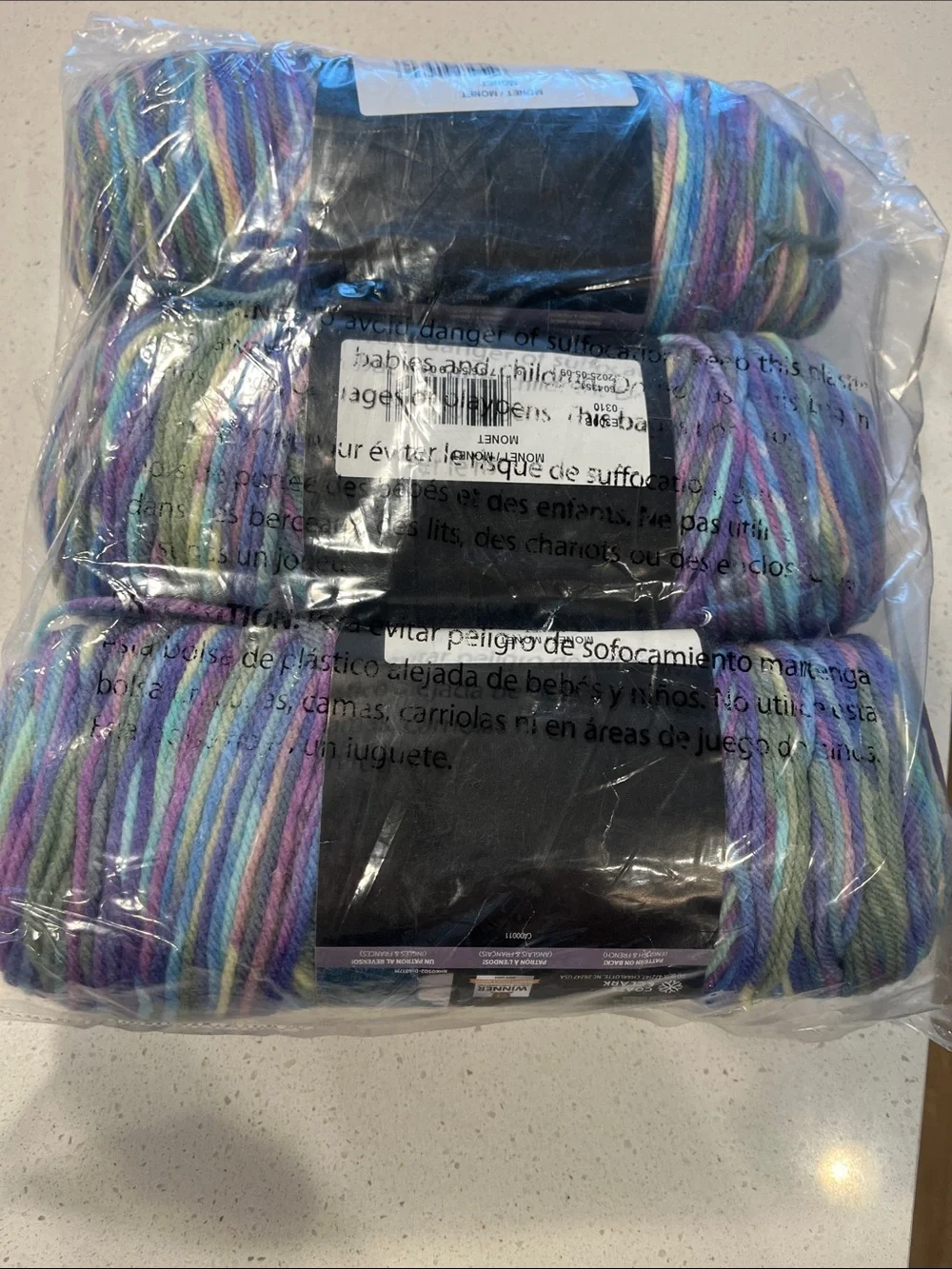 Red Heart Super Saver Variegated Yarn - Blue, Purple & Green